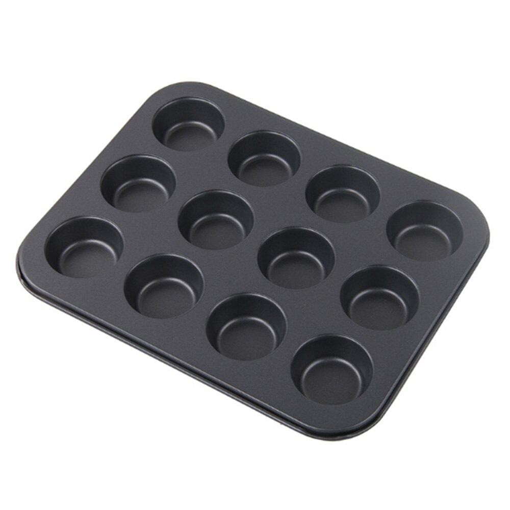 Cupcake Baking Tray 6.6cm 12 Cavity DIY Cup Cake Mold Stainless Steel Dish Muffin Mould Round Biscuit Pan Oven Bakeware Tools: Black