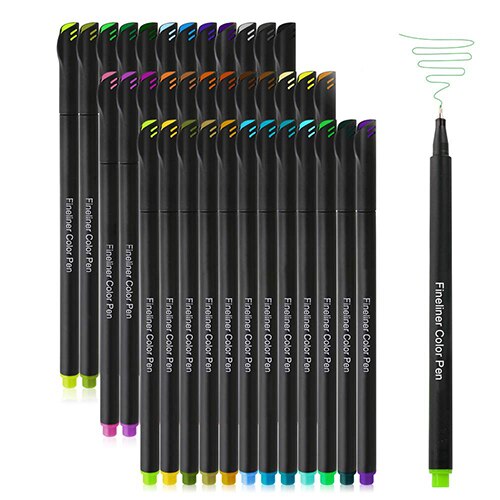 Journal planner penne 36 farvede fine punkt markører fine tip tegning penne porøs fineliner pen til journaling skrivekunst kontor: 36 farver