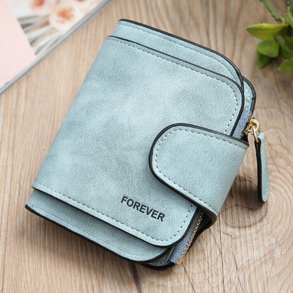 Kvinders tegnebog pu læder ensfarvet kort møntpung håndtaske mini taske: Blå