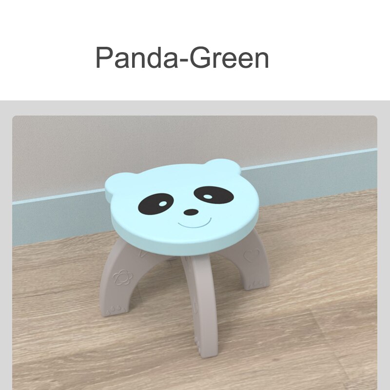Babyinner tegneserie børnebord og afføring bærbar plast barnestol fortykket lille bænk børnemøbler puf hjem legetøj: Pandagrøn