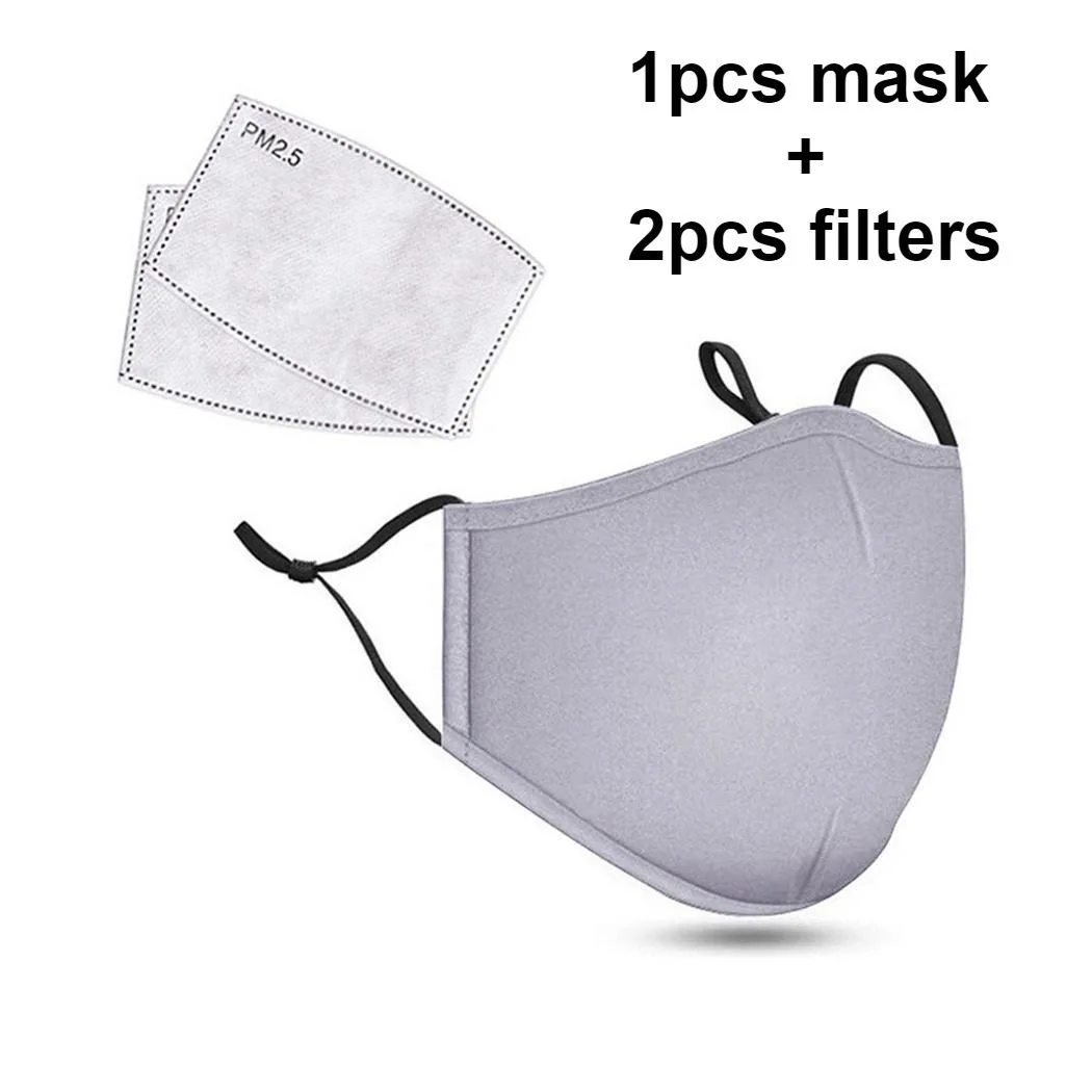 Baumwolle schwarz Maske Mund Gesicht Anti Staub pm2.5 Aktivkohle filter Stoff masken wasch bar wieder verwendbar: Grau weiß