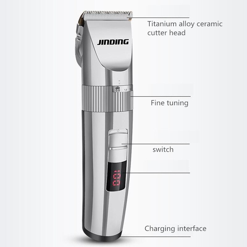 lithium battery titanium ceramic blade hair clipper Rechargeable Hair Trimmer hair cutting machine style Tools