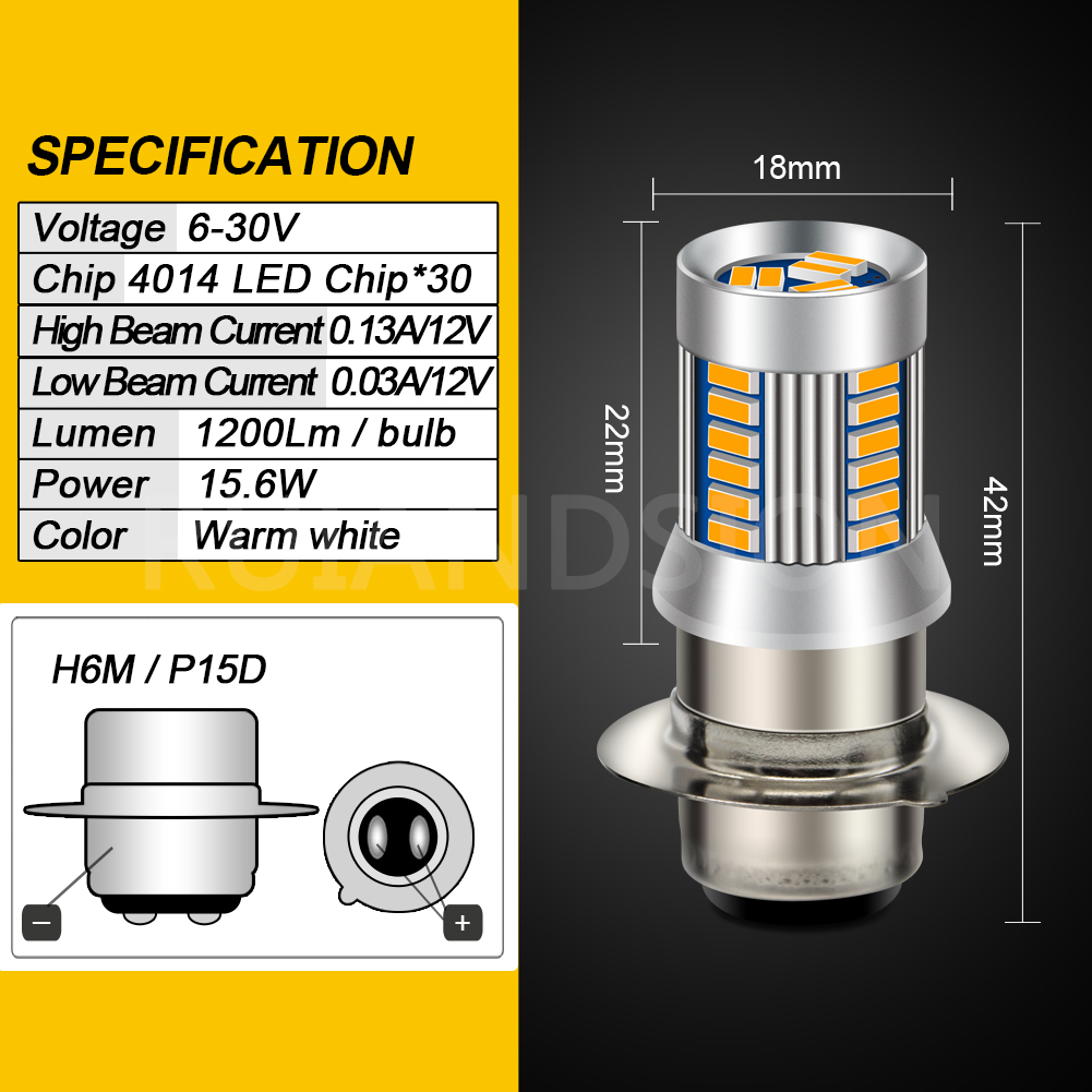 Faro LED para motocicleta BA21D BA20D P15D H6M BAX15D, bombillas blancas de haz alto y bajo, luz antiniebla de 12V y 24V para Moto, Scooter y triciclo: Marfíl