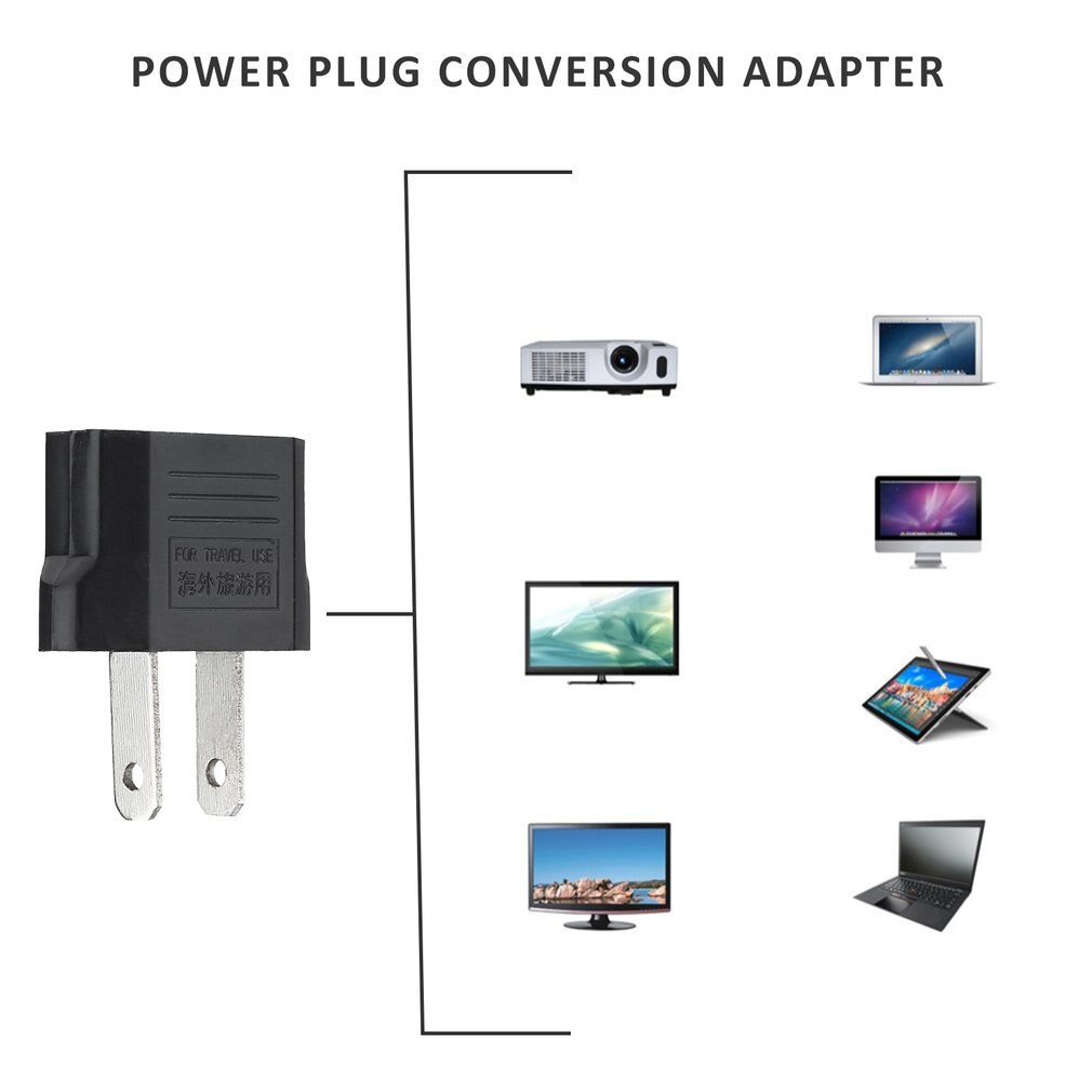Portable EU US AU UK Adapter Plug 2 Flat Pin To EU 2 Round Pin Plug Socket Power Charger Travel Necessity Household Use