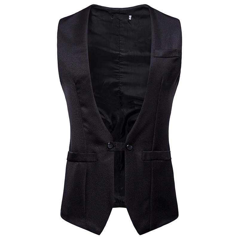 Gilet à deux boutons pour homme, style anglais, formel, coupe slim, col en v, pour affaires, mariage, kaki: Noir / Xl