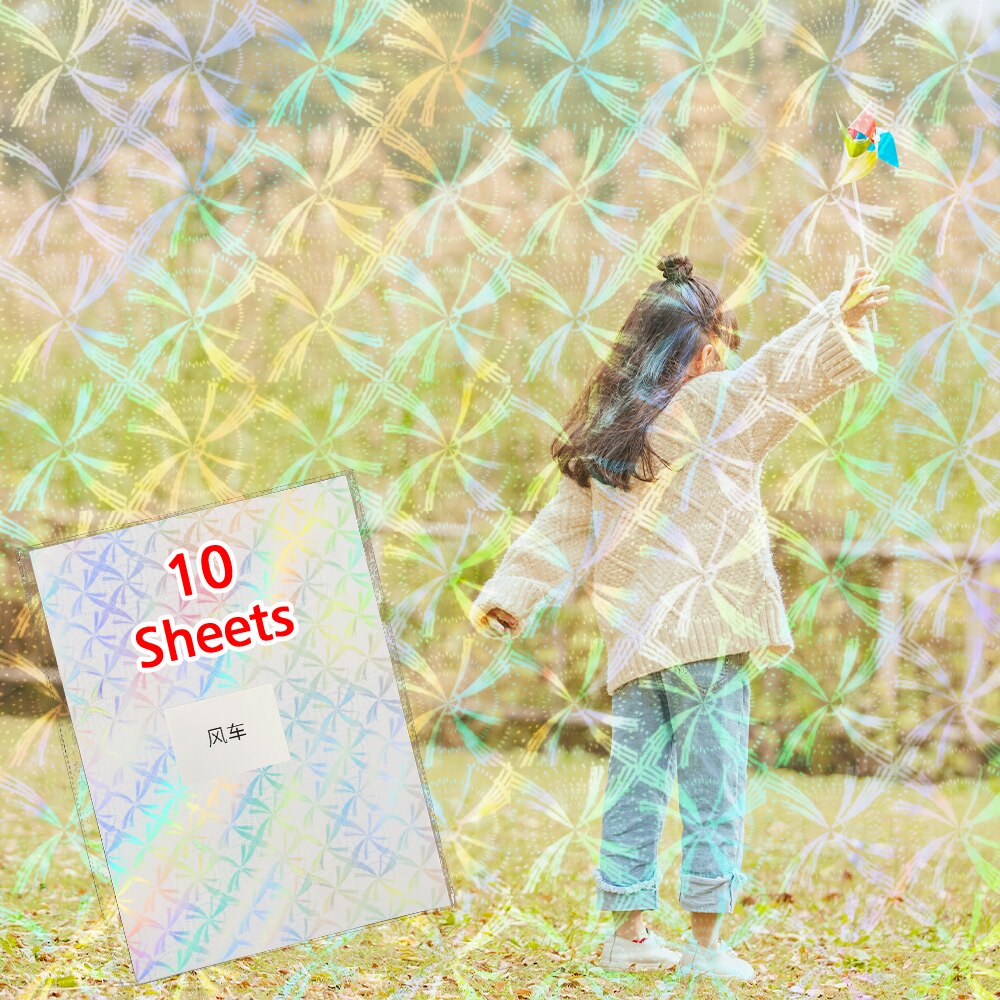 10 Sheets Terug Hart Koud Lamineren Film A4 210*297Mm Plakband Lamineren Op Papier Plastic Diy Pakket kleur Card Photo: Windmill