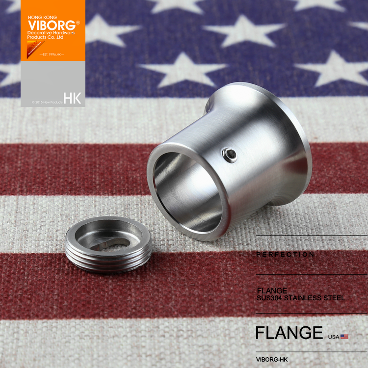 (1 Pair)VIBORG Solid 304 Stainless Steel 19mm Shower Curtain Rod Rail Pole Holder Flange Closet Wardrobe Tube Sockets Brackets