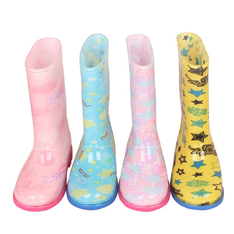 Childhood Cartoon Printing Rain Boots for Boys Cute Little Girl Pink Rainboots Children Rubber Shoes Platform D03242