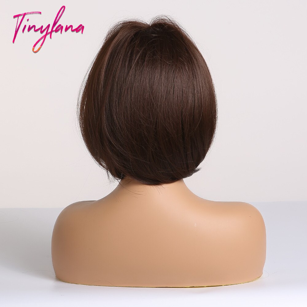 TINY-pelucas sintéticas de LANA recto oscuro para mujer, con flequillo, peluca de Bob corto, pelo Bobo resistente al calor, para Cosplay