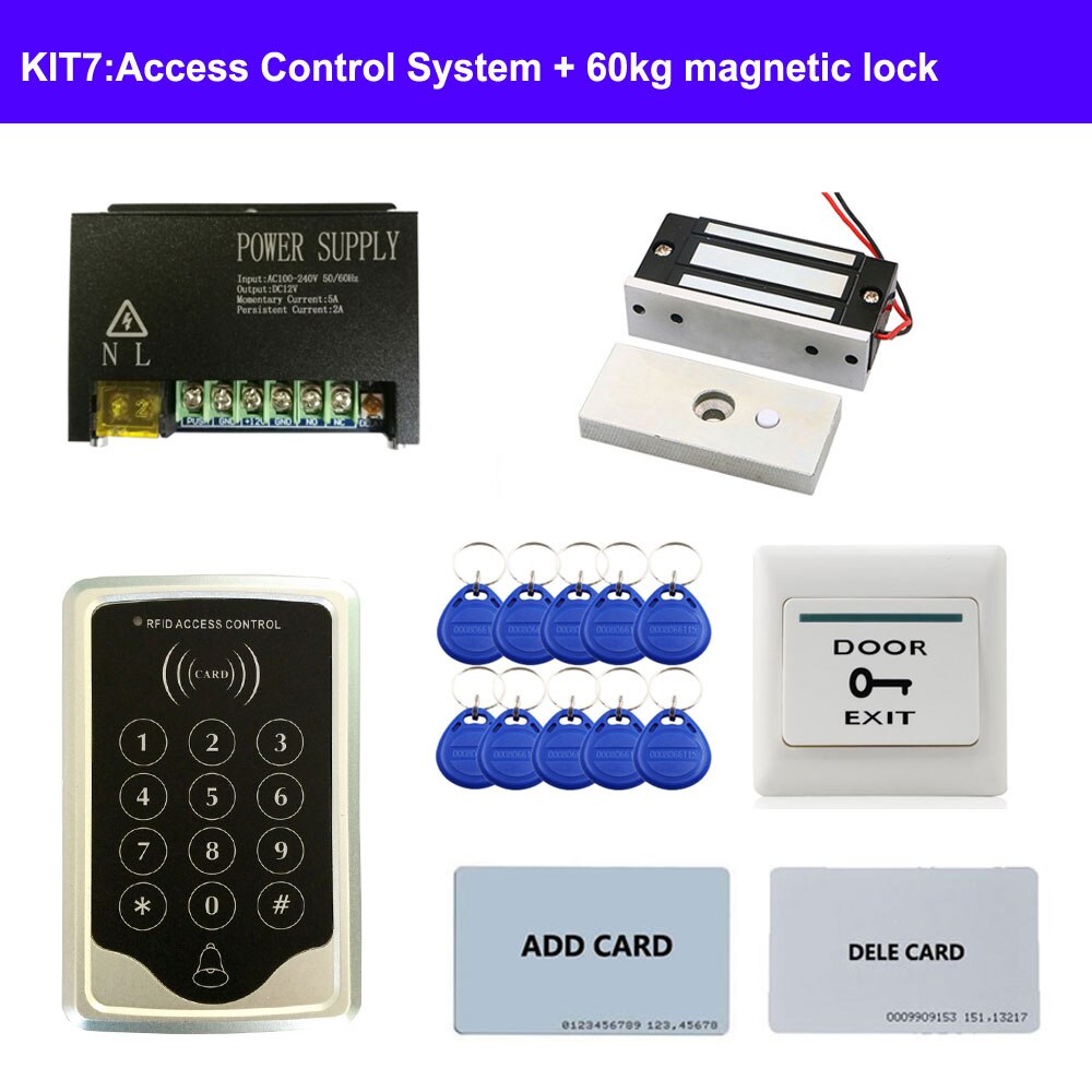 Access Control System DIY Kit + RFID ID keypad standalone controller + Power Supply +exit button + lock for various doors: KIT7