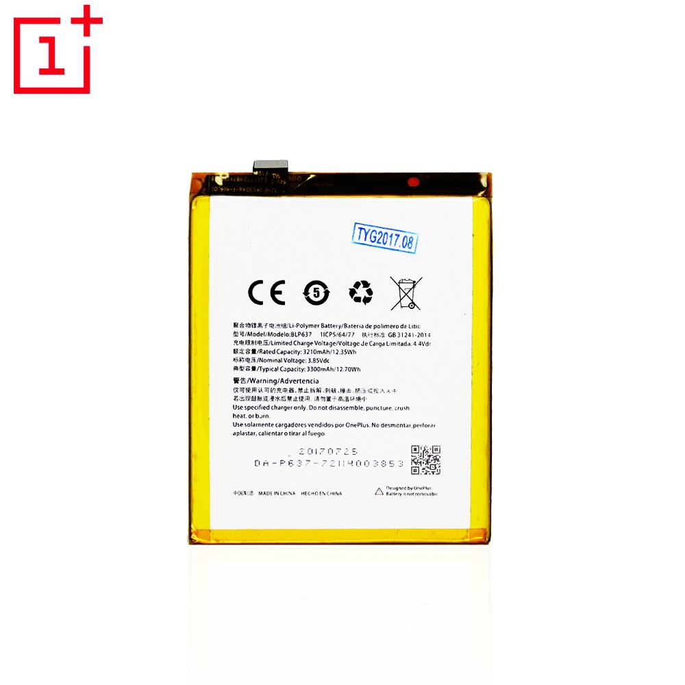 Smartphone Compatibel Interne Batterij Voor Oneplus 5 (3.85V, 3300 Mah, BLP637)
