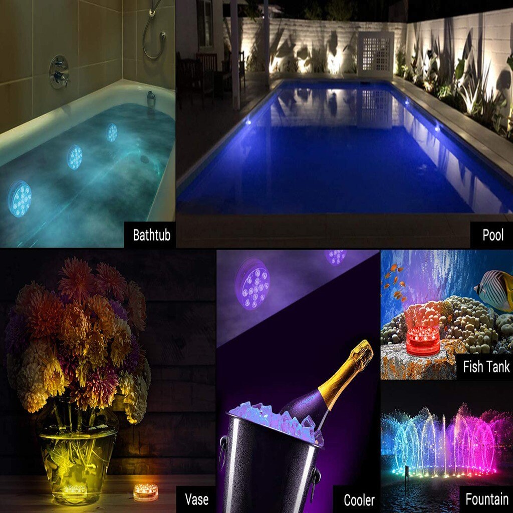 Dompelpompen Led Verlichting Met Magneten Zuignappen 13 Leds Onderwater Led Verlichting Met Afstandsbediening Rf Battery Operated Decoratie Licht