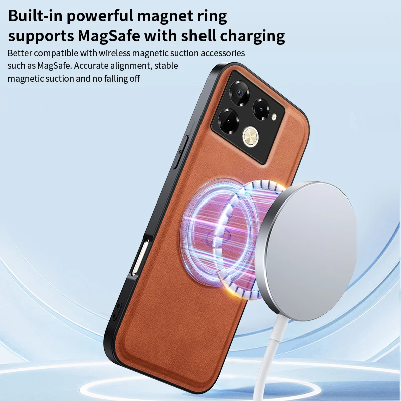Leather Stand Case for Infinix Note 50 Pro Note50 40 50 40i Magnetic Cover Magsafe Wireless Charging Shockproof Camera Shell
