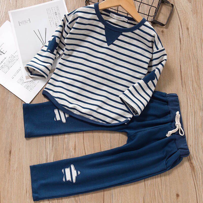 Conjuntos de ropa de bebés Bear Leader, ropa de invierno para niños, ropa deportiva a rayas para niños, conjunto de ropa para niños, conjuntos de primavera para niños: blue ax145 / 4T