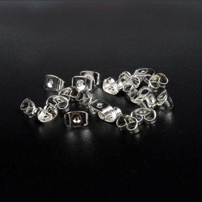 100 stks/partij Rubber Clear Earring Back Stopper Siliconen Ronde Earring Back Stoppers Bullet Butterfly Earring Back Stoppers: silver butterfly