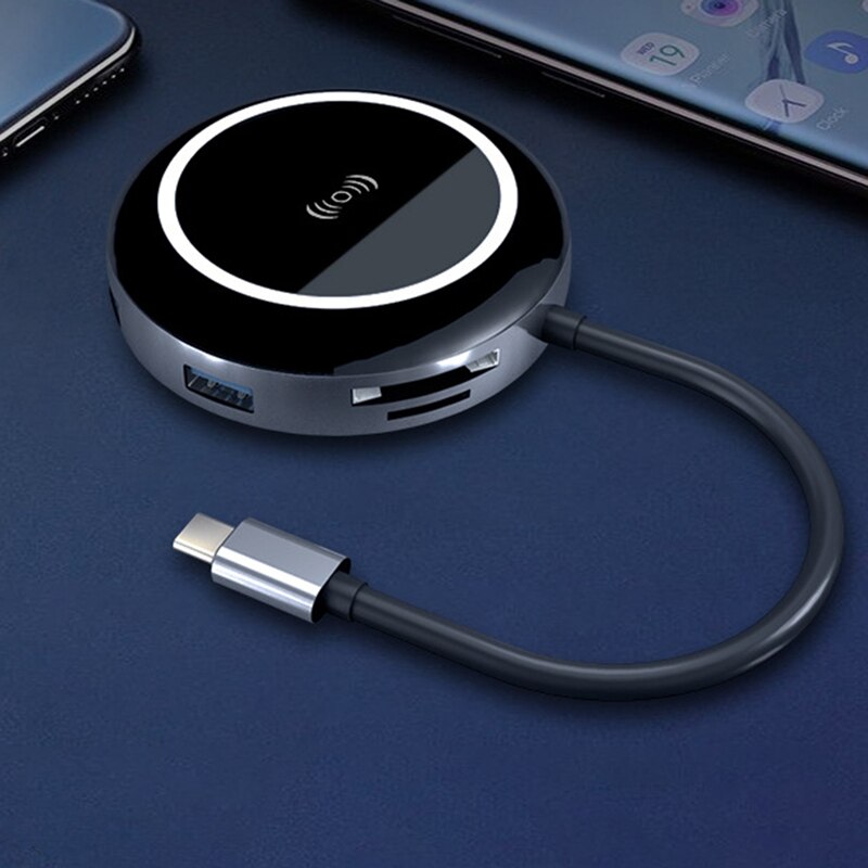 TYPE-C Negen-In-een Docking Station Met Draadloos Opladen Aluminium Voor Apple Huawei