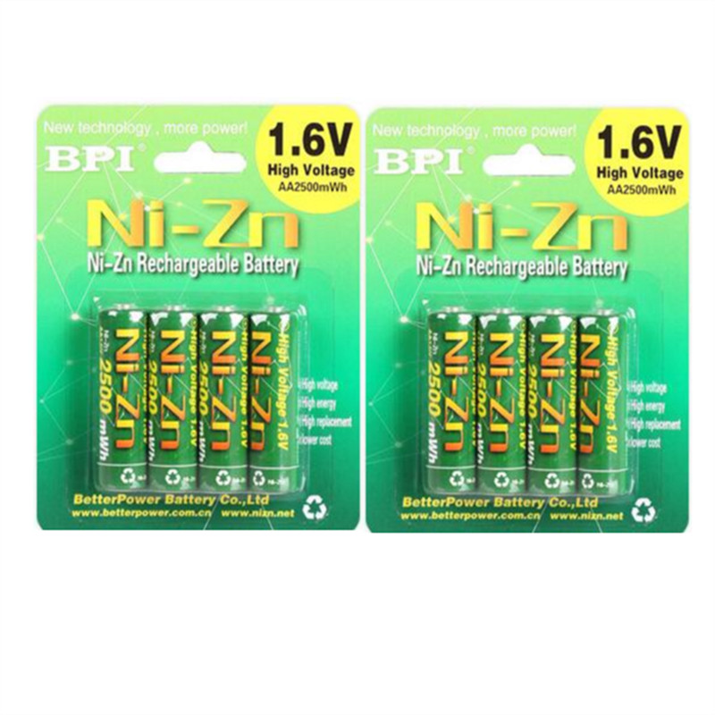 8pcs/lot Rechargeable BPI AA 2500mWh NI-Zn NI Zn NIZN 1.6V Battery With Case for Toys, MP3, Camera +