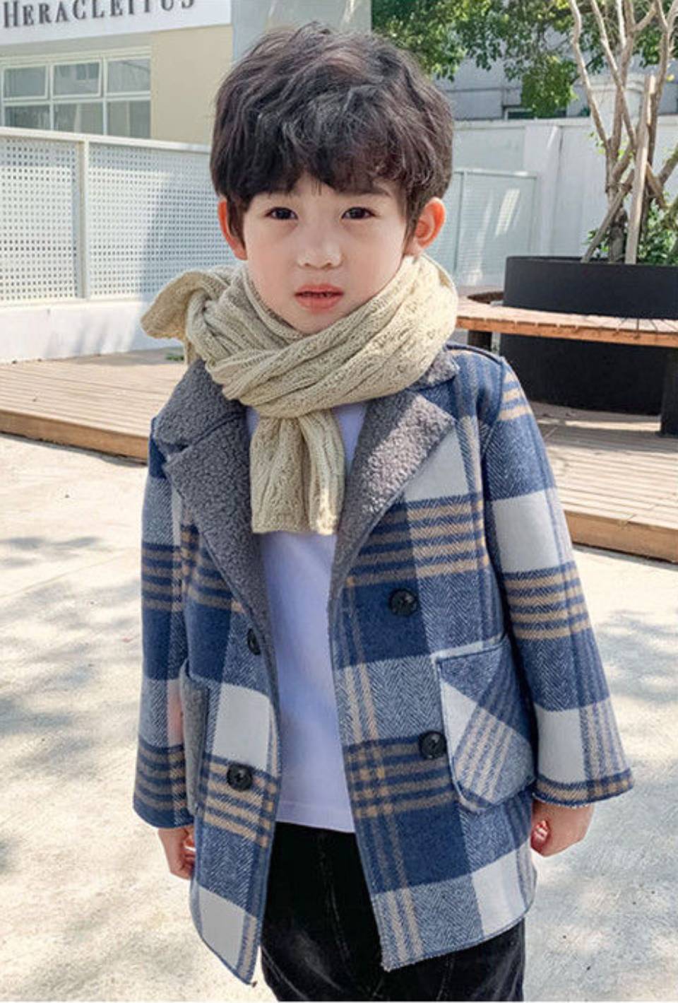 Chaqueta de lana para niños, abrigo corto cálido en 2 colores, ropa informal de para niños de 2, 3, 4, 6, 8 y 10 años, Otoño e Invierno: 102 / 2T