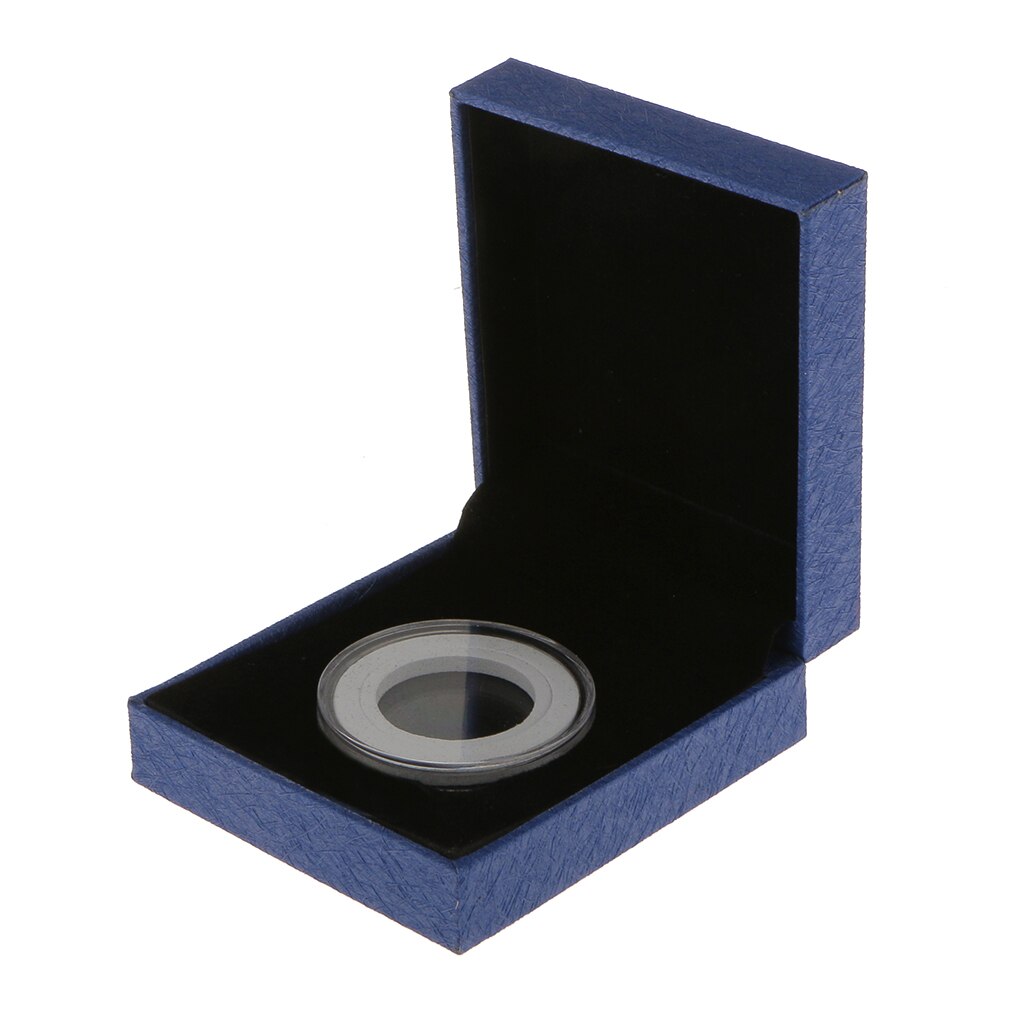 Single Coin Display Case Airtight Round Coin Capsule Holder 38mm Coin Container Protective Box: Blue