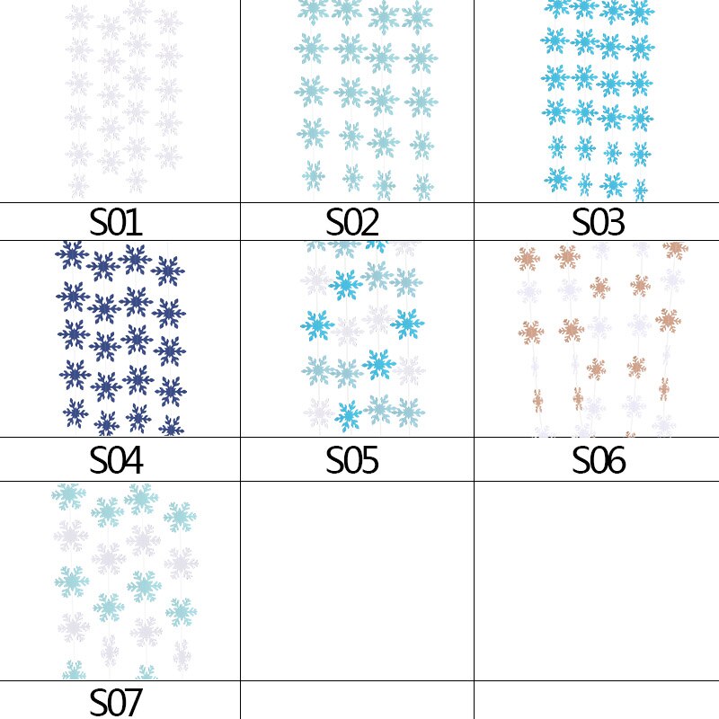 Snefnug form bunting banner jul hvid blå papir guirlande til vinterfest juleår hængende guirlande dekoration