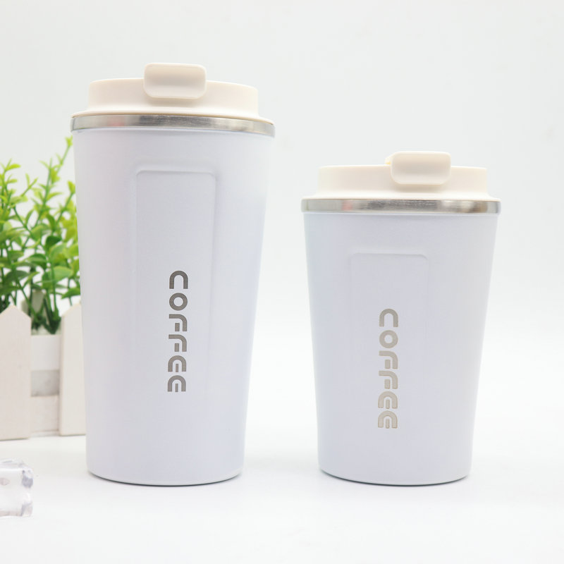 coffee cup double insulation vacuum flask 18/8 stainless steel Drinking water mug promotional travel: 380ml / White