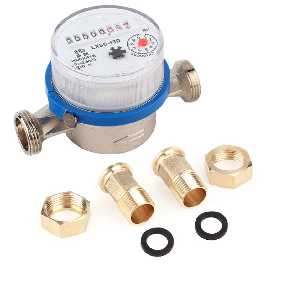 15mm 1/2&quot; Garden Dry Cold Water Meter Home Plastic Single Water Flow Dry Table Set Water Meter