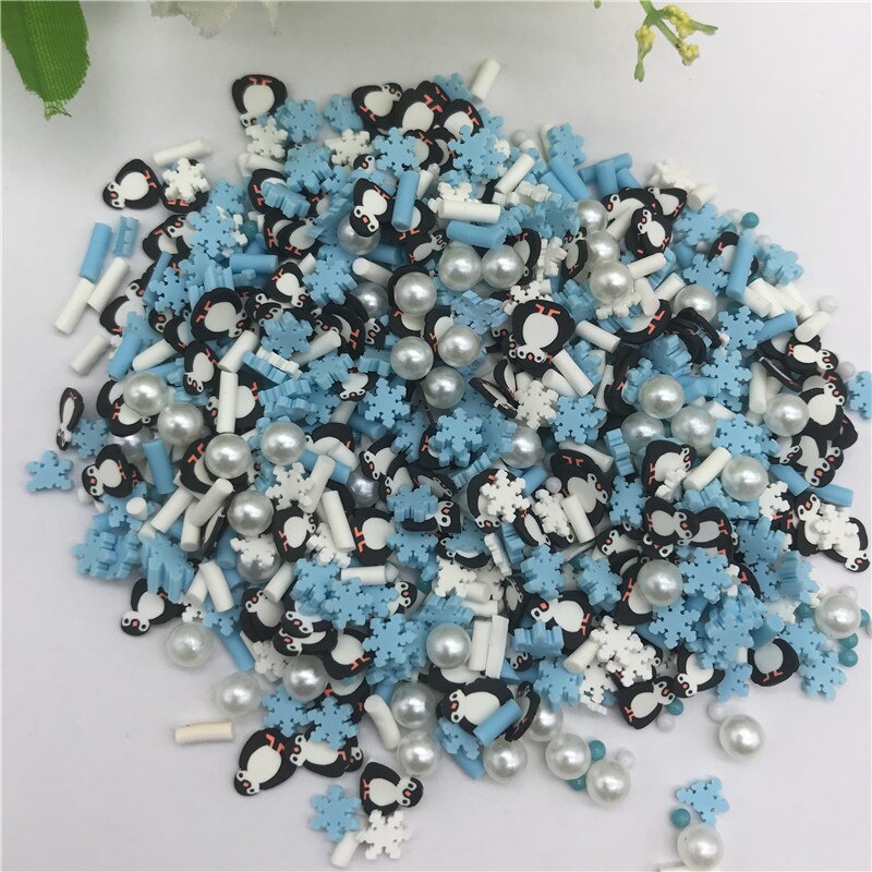 20g kerst pinguïn sneeuwvlokken mix voor hars diy benodigdheden nagels kunst polymeer zachte klei accessoires diy pailletten plakboek shakes