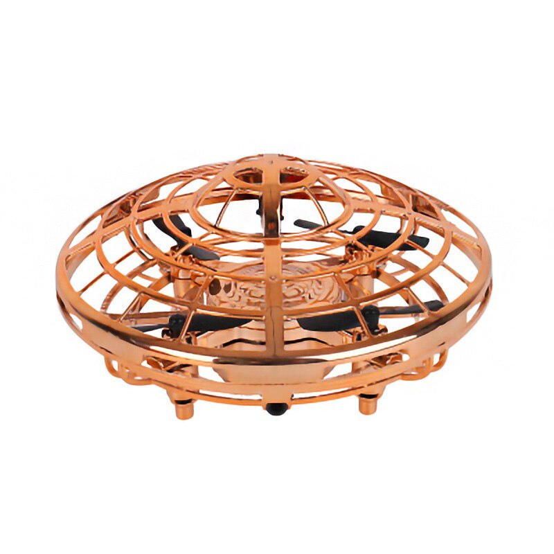 Electronic induction aircraft UFO Model airplane Hand feeling Flying Gesture Sensor Smart Flying Saucer with LED Lights Mini boy: Gold