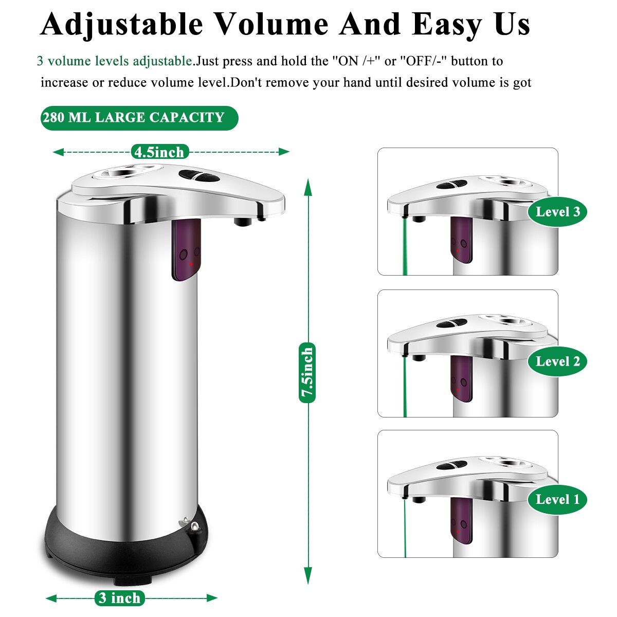 1 stk automatisk sæbedispenser rustfrit stål smart sensor berøringsfri induktion galvaniseret sanitizer dispensador til hjemmet