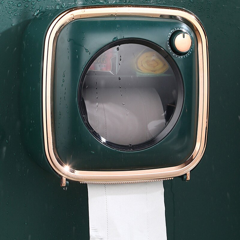 Bathroom Paper Holder Waterproof Wall Mounted Toilet Paper Tray Roll Paper Tube Storage Box Punch Free Toilet Tissue Box Shelf