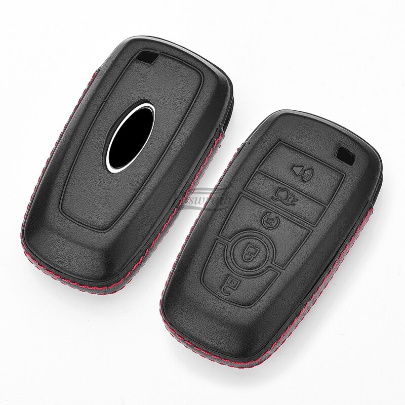 Car Leather Key Case Chain For Ford Mondeo Explorer Edge Expedition F-450 F-350 F150 Fusion Mustang Everest Lincoln 5 Buttons