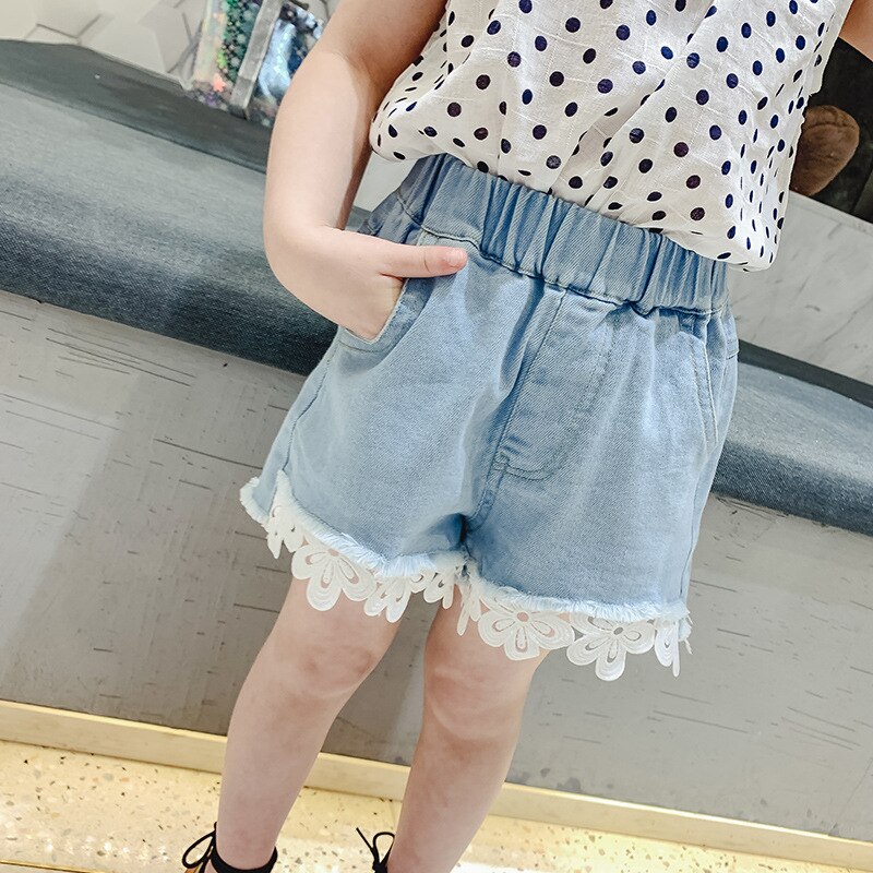 2020 estate nuove ragazze dei capretti del merletto selvaggio shorts in denim del bambino girl etero sveglio nizza shorts in denim morbido