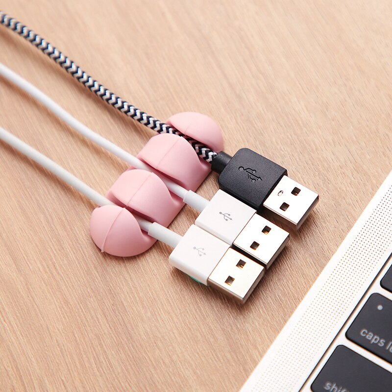 2pcs/lot Desktop Cable Organizer Self-AdheSive Silicone Wire Winder Cord Clip Cable Storage Holder For Office Wire Management