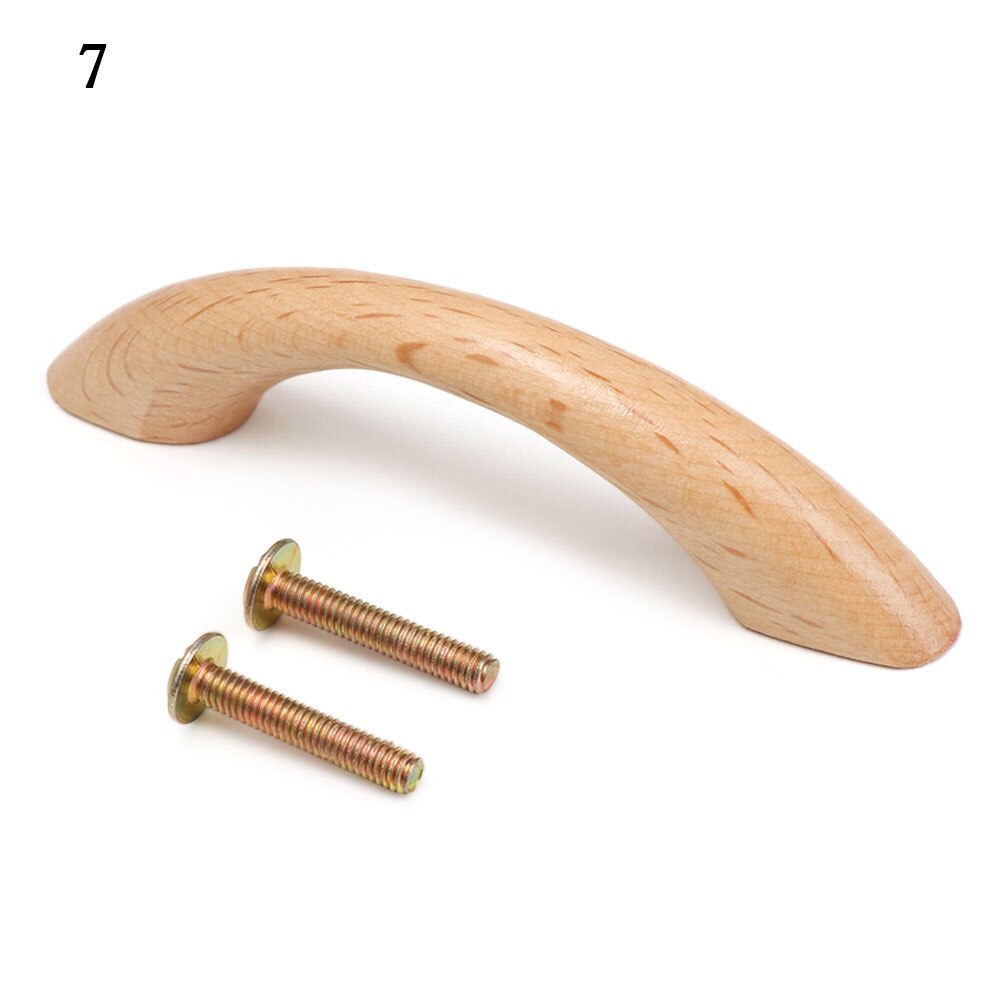 1PC Furniture Hardware Nature Color Wooden Cabinet Knob Solid Pull Handle Knobs Drawer Wood Handles Home Door Parts: 7