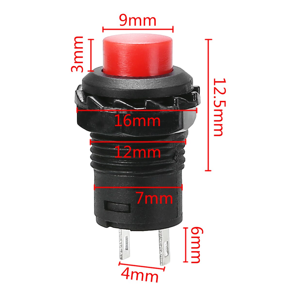 5pcs Red 12V Red Car Dash On-Off Momentary Push Button Horn Doorbell Switch 12mm Momentary Push Button Switch 125V 3A