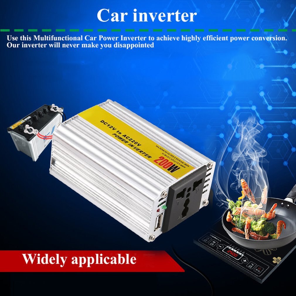 Biler inverter 12v 220v med usb bilstrømomformer 12v dc til  ac 220v adapter car adapter 200w car styling