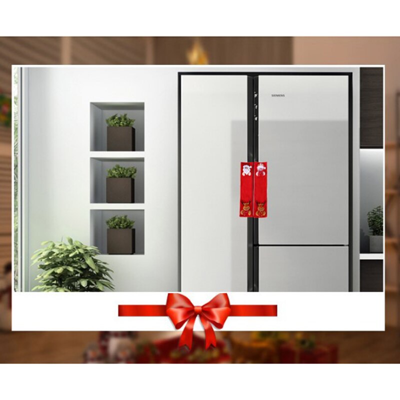 Tirador de nevera cubierta de Navidad manoplas para horno o microondas de nevera guantes refrigerador horno cubierta de protección de la decoración de la Navidad