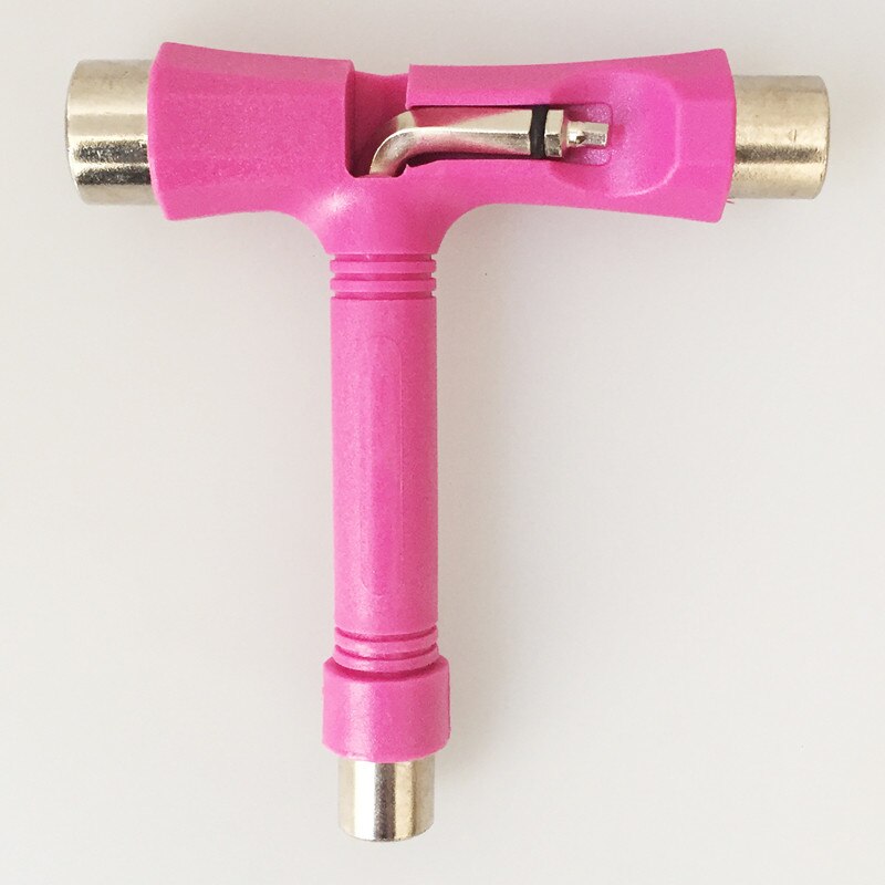 Herramienta de Skateboard tipo T, destornillador todo en uno, Mini herramienta para patinar, multifunción: pink