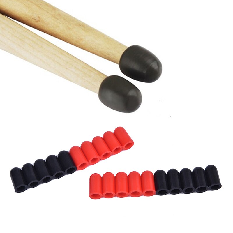 10 stk gummihylster trommestikker gummi kasse dæksel f silikone trommestang hoved eller percussion instrumenter tromme tilbehør