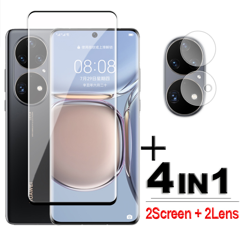Para Huawei P50 Pro vidrio templado 3D cubierta completa Protector de pantalla curvo Huawei P50 Pro vidrio para Huawei P50 P40 Pro película de lente HD