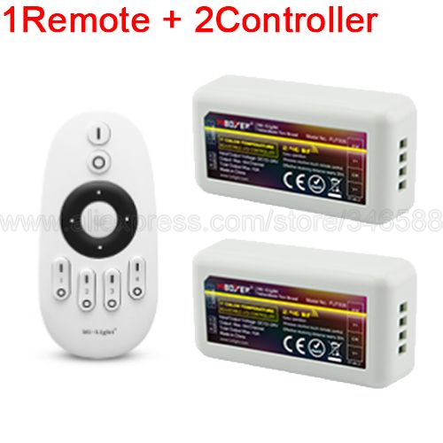 Miboxer fargetemperaturjustering cct ledet stripe kontrolleren 4 sone 2.4g rf trådløs fjernkontroll / app wifi / alexa google stemmekontroll: 1 fjernkontroll 2 kontroll