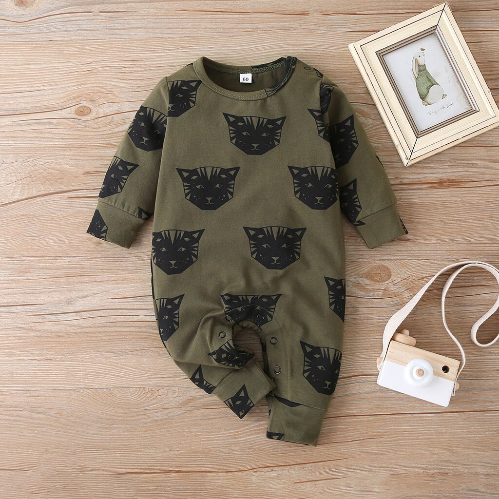 3 Maanden Baby Boy Kleding Cartoon Romper Lange Mouw O-hals Mode Katoen Herfst