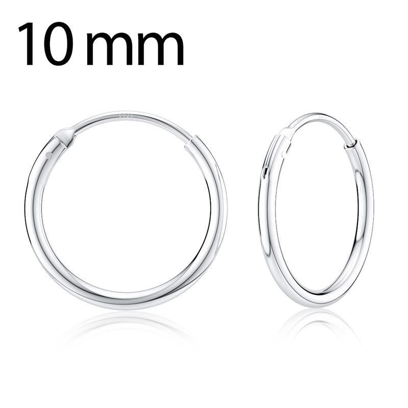 Simple Style Hoop Earrings Smooth 925 Sterling Silver Circle Earrings Women Girl Wedding Party Trendy Female Fine Jewelry: 10 mm