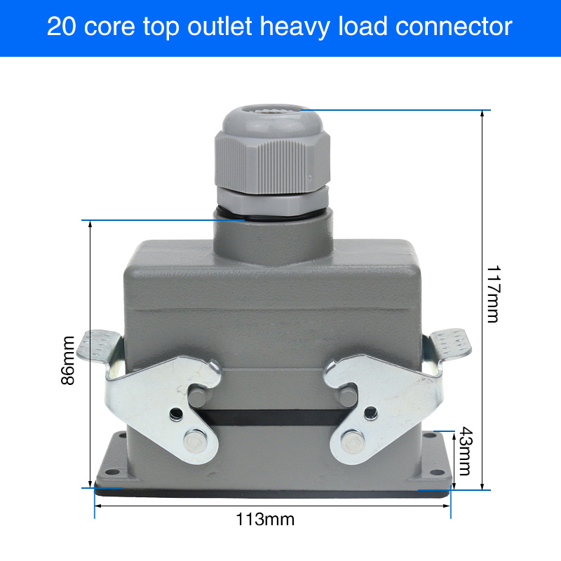 HDC-HE4 6 10 16 20 24 32 48 Core Pin 16A Rectangular Heavy Duty Connector Waterproof Aviation Plug Top And Side Line Connector: Red