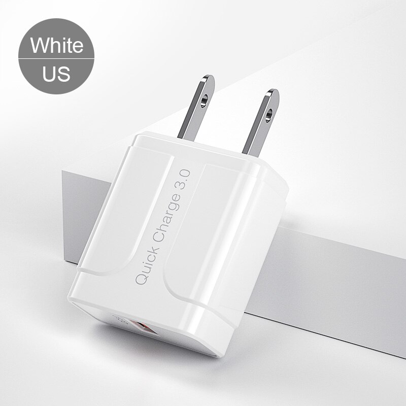 Ykz Usb Lader, mobiele Telefoon Oplader 18W QC3.0 Snel Opladen Eu Vs Lader Voor Iphone Samsung Xiaomi Huawei Telefoon Adapter: US White