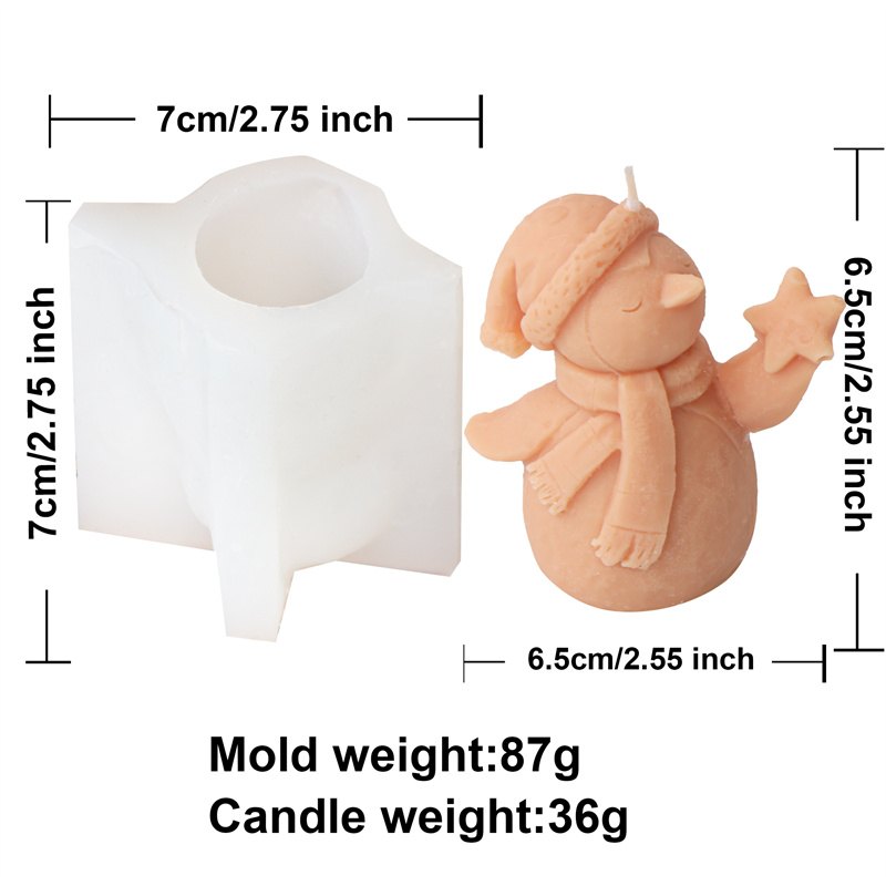 Stampi per candele natalizie in silicone Pupazzo di neve con albero di Natale Stella Pupazzo di neve Sciarpa Stampo natalizio ornato con fiocco di neve natalizio fai-da-te: Grigio chiaro