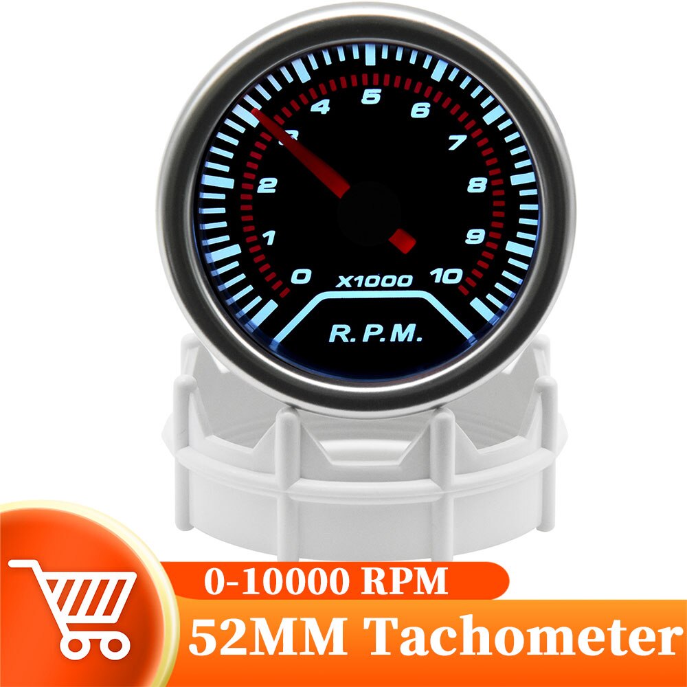 Tacómetro Digital Universal para motocicleta, medidor de Rpm de 0-10000RPM, retroiluminación LCD para coche y camión, 2 ", 52mm, 12V
