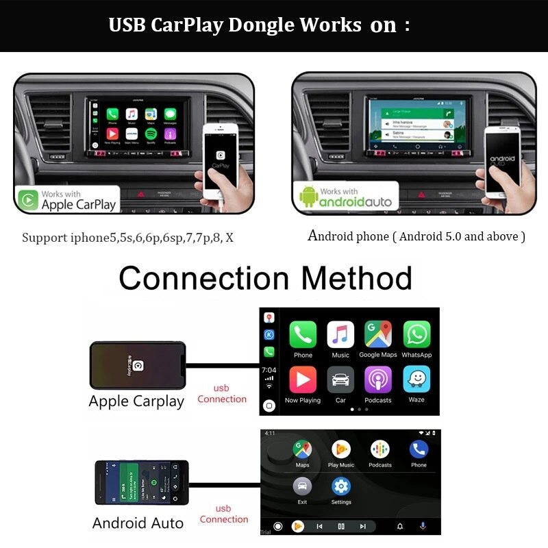 Carlinkit usb kablet smart auto carplay dongle til android bilnavigasjon til eple carplay modul smart telefon carplay adapter