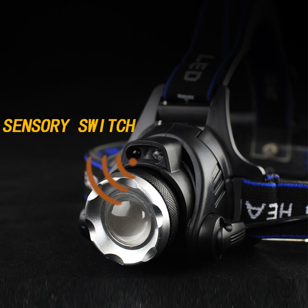 7000LM más potente Sensor IR linterna frontal T6/L2/V6 linterna USB recargable de pesca Zoom linterna impermeable