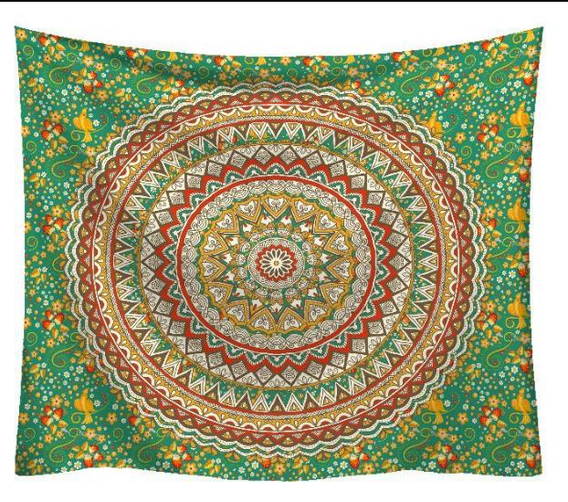 Vægtæppe væghængende polyester blomst mandala mønster tæppe boligindretning